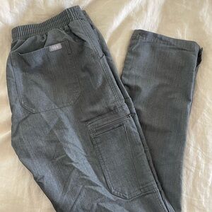 Figs Gray Tapered Trousers with Elastic Waistband